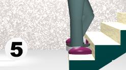 beide Beine auf der ersten Stufe